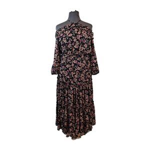 1. State Womens Maxi Dress Sz XL Floral Smocked Waist Halter Off The Shoulder